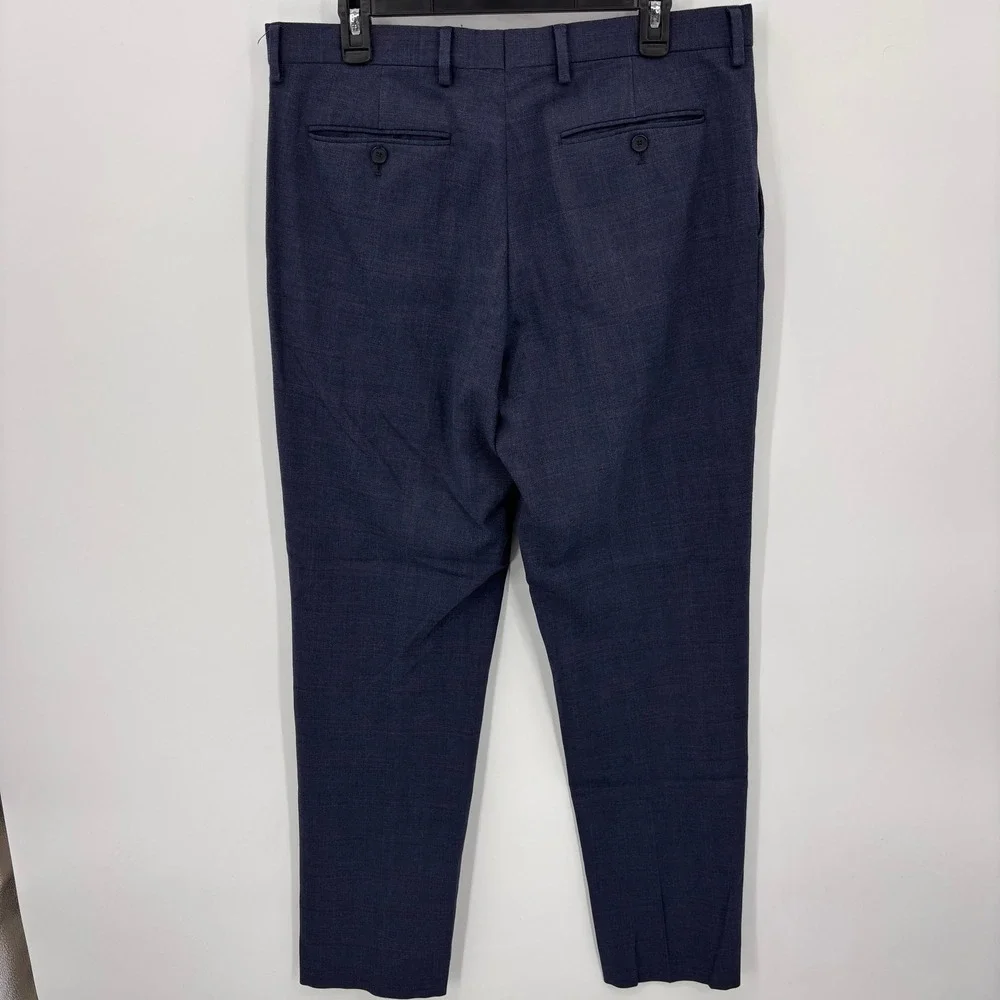 Banana Republic Slim Fit Dress Pants Mens 33x32 Blue Glen Check Stretch Trousers